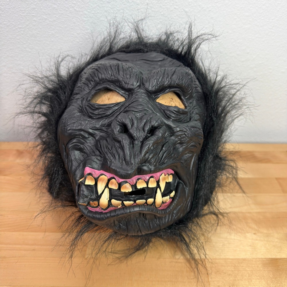 Scary Gorilla Mask‎ Black Faux Fur Halloween Costume Prop Adult One Size